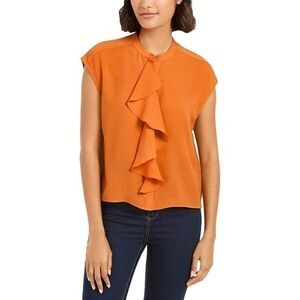 Classic Crepe Light Polly Blouse Top by French Connection - Golden Oak Size 8
